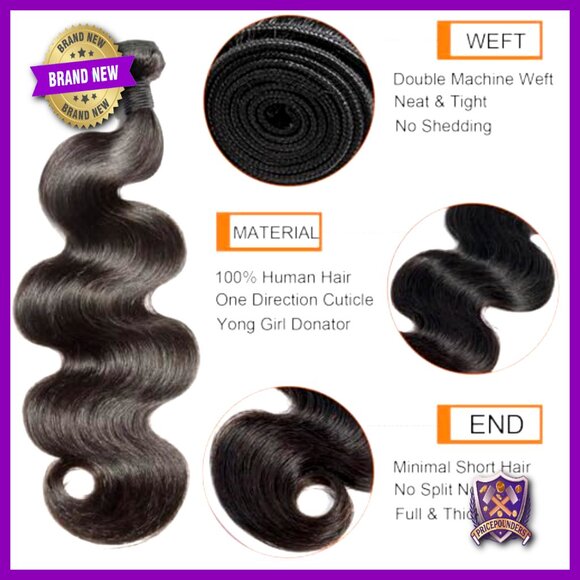 4 Bundle Raw Body Wave Human Hair Extensions 18-24 Inch Quick Weave main image 4